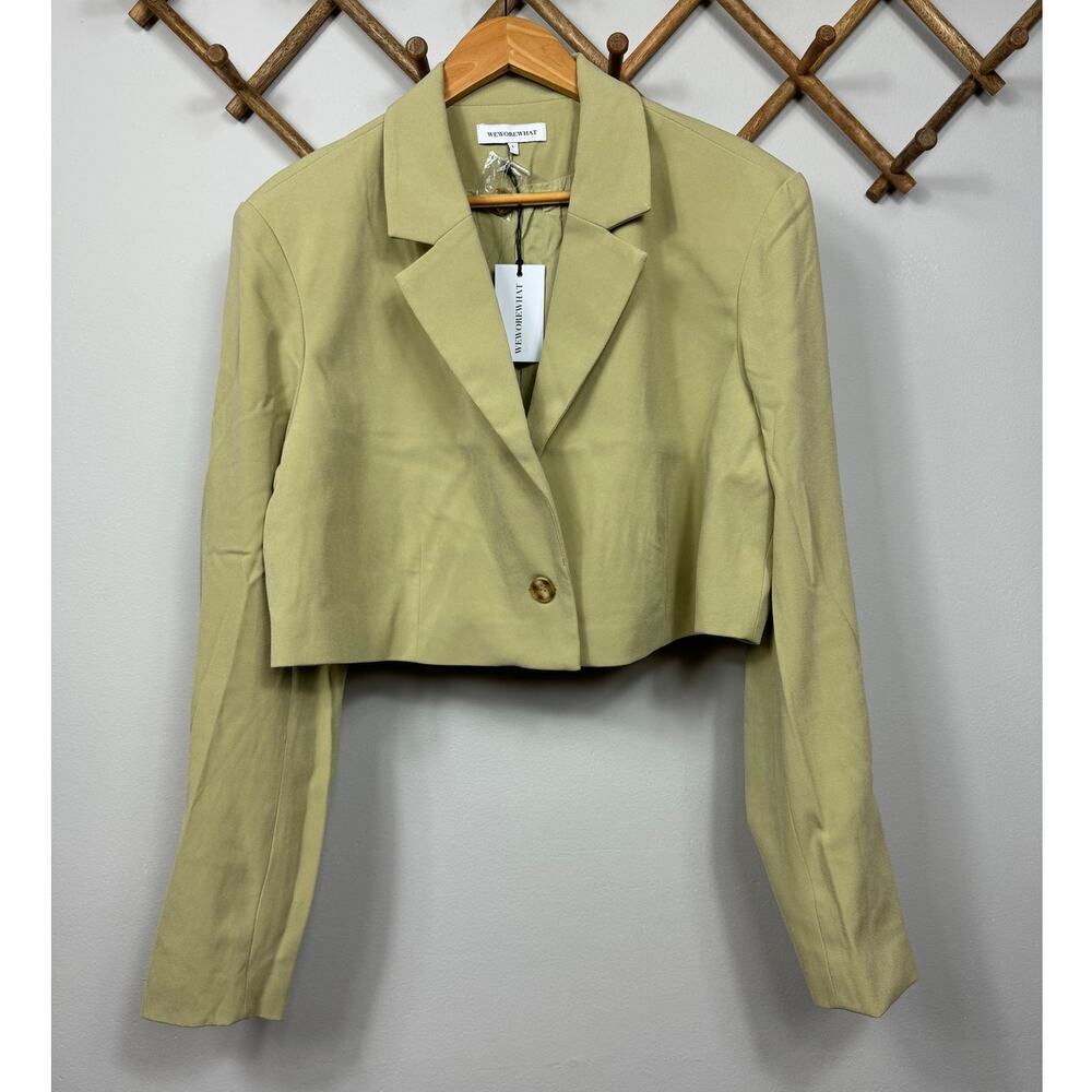WeWoreWhat Boxy Cropped Blazer in Oat Size L - Picture 2 of 12